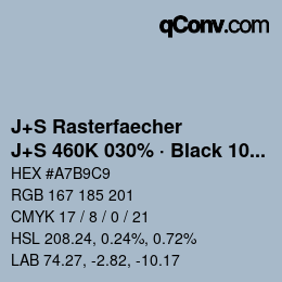 Farbcode: J+S Rasterfaecher - J+S 460K 030% · Black 10% | qconv.com