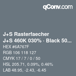 Farbcode: J+S Rasterfaecher - J+S 460K 030% · Black 50% | qconv.com