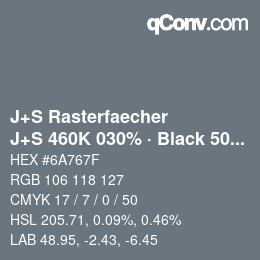 Color code: J+S Rasterfaecher - J+S 460K 030% · Black 50% | qconv.com