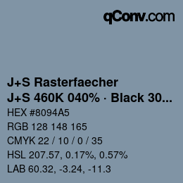 Farbcode: J+S Rasterfaecher - J+S 460K 040% · Black 30% | qconv.com