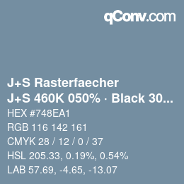 カラーコード: J+S Rasterfaecher - J+S 460K 050% · Black 30% | qconv.com