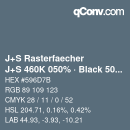 カラーコード: J+S Rasterfaecher - J+S 460K 050% · Black 50% | qconv.com