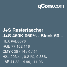 Farbcode: J+S Rasterfaecher - J+S 460K 060% · Black 50% | qconv.com