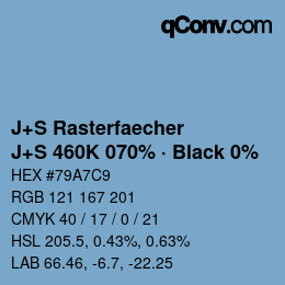 Farbcode: J+S Rasterfaecher - J+S 460K 070% · Black 0% | qconv.com