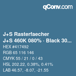 カラーコード: J+S Rasterfaecher - J+S 460K 080% · Black 30% | qconv.com
