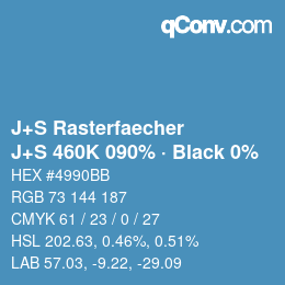 Farbcode: J+S Rasterfaecher - J+S 460K 090% · Black 0% | qconv.com