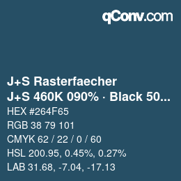 Farbcode: J+S Rasterfaecher - J+S 460K 090% · Black 50% | qconv.com