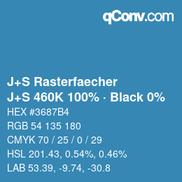Code couleur: J+S Rasterfaecher - J+S 460K 100% · Black 0% | qconv.com
