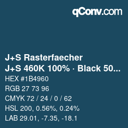 Farbcode: J+S Rasterfaecher - J+S 460K 100% · Black 50% | qconv.com