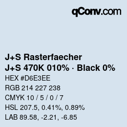 Code couleur: J+S Rasterfaecher - J+S 470K 010% · Black 0% | qconv.com