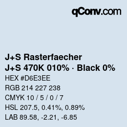 Color code: J+S Rasterfaecher - J+S 470K 010% · Black 0% | qconv.com