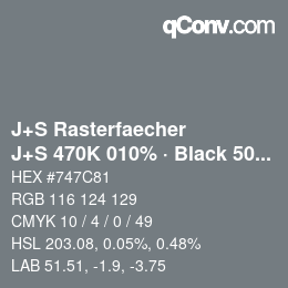 Farbcode: J+S Rasterfaecher - J+S 470K 010% · Black 50% | qconv.com