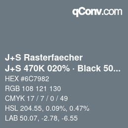 カラーコード: J+S Rasterfaecher - J+S 470K 020% · Black 50% | qconv.com