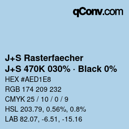 Color code: J+S Rasterfaecher - J+S 470K 030% · Black 0% | qconv.com