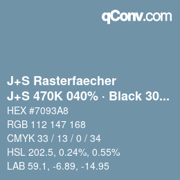 カラーコード: J+S Rasterfaecher - J+S 470K 040% · Black 30% | qconv.com