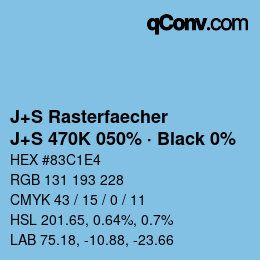 Farbcode: J+S Rasterfaecher - J+S 470K 050% · Black 0% | qconv.com