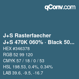カラーコード: J+S Rasterfaecher - J+S 470K 060% · Black 50% | qconv.com