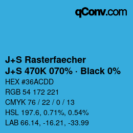 Farbcode: J+S Rasterfaecher - J+S 470K 070% · Black 0% | qconv.com