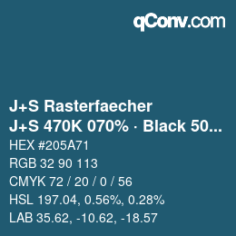 Farbcode: J+S Rasterfaecher - J+S 470K 070% · Black 50% | qconv.com