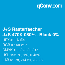 Farbcode: J+S Rasterfaecher - J+S 470K 080% · Black 0% | qconv.com