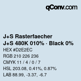 Farbcode: J+S Rasterfaecher - J+S 480K 010% · Black 0% | qconv.com