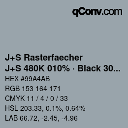 カラーコード: J+S Rasterfaecher - J+S 480K 010% · Black 30% | qconv.com