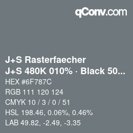 Farbcode: J+S Rasterfaecher - J+S 480K 010% · Black 50% | qconv.com