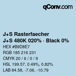 Farbcode: J+S Rasterfaecher - J+S 480K 020% · Black 0% | qconv.com