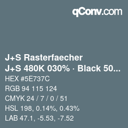 Farbcode: J+S Rasterfaecher - J+S 480K 030% · Black 50% | qconv.com