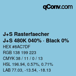 Farbcode: J+S Rasterfaecher - J+S 480K 040% · Black 0% | qconv.com