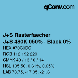 Code couleur: J+S Rasterfaecher - J+S 480K 050% · Black 0% | qconv.com