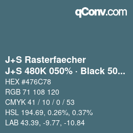 Code couleur: J+S Rasterfaecher - J+S 480K 050% · Black 50% | qconv.com