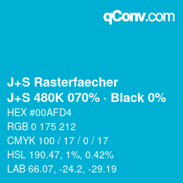 Farbcode: J+S Rasterfaecher - J+S 480K 070% · Black 0% | qconv.com