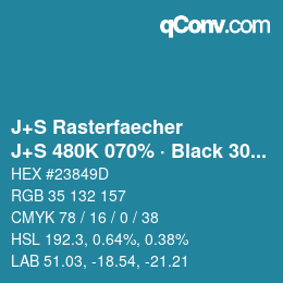 Farbcode: J+S Rasterfaecher - J+S 480K 070% · Black 30% | qconv.com