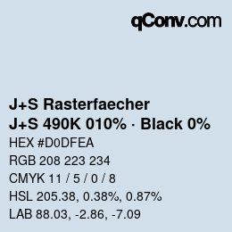 Farbcode: J+S Rasterfaecher - J+S 490K 010% · Black 0% | qconv.com