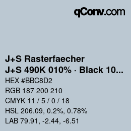 Farbcode: J+S Rasterfaecher - J+S 490K 010% · Black 10% | qconv.com