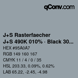 Code couleur: J+S Rasterfaecher - J+S 490K 010% · Black 30% | qconv.com