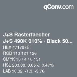 Code couleur: J+S Rasterfaecher - J+S 490K 010% · Black 50% | qconv.com