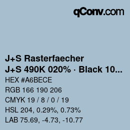 Farbcode: J+S Rasterfaecher - J+S 490K 020% · Black 10% | qconv.com