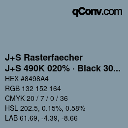 Farbcode: J+S Rasterfaecher - J+S 490K 020% · Black 30% | qconv.com