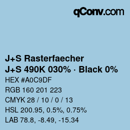 Farbcode: J+S Rasterfaecher - J+S 490K 030% · Black 0% | qconv.com