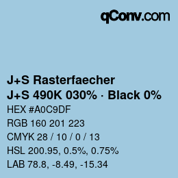 Color code: J+S Rasterfaecher - J+S 490K 030% · Black 0% | qconv.com