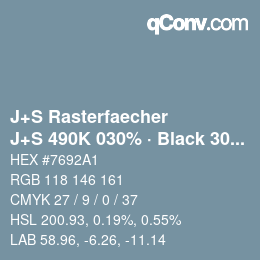 Code couleur: J+S Rasterfaecher - J+S 490K 030% · Black 30% | qconv.com