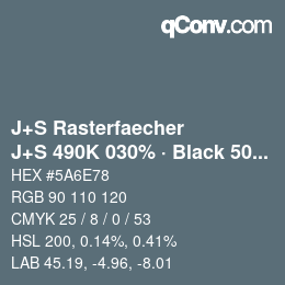 カラーコード: J+S Rasterfaecher - J+S 490K 030% · Black 50% | qconv.com