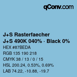 Farbcode: J+S Rasterfaecher - J+S 490K 040% · Black 0% | qconv.com