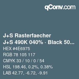 Code couleur: J+S Rasterfaecher - J+S 490K 040% · Black 50% | qconv.com