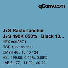 カラーコード: J+S Rasterfaecher - J+S 490K 050% · Black 10% | qconv.com
