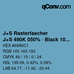 Color code: J+S Rasterfaecher - J+S 490K 050% · Black 10% | qconv.com