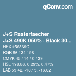 カラーコード: J+S Rasterfaecher - J+S 490K 050% · Black 30% | qconv.com