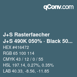 カラーコード: J+S Rasterfaecher - J+S 490K 050% · Black 50% | qconv.com